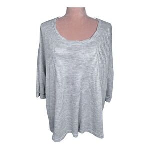 Free People‎ Oversized Top Womens Sz S Gray 1/2 Dolman Sleeve Open Back Boho USA